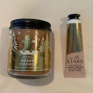 Bath and body works candle and hand cream winter / Christmas / fall